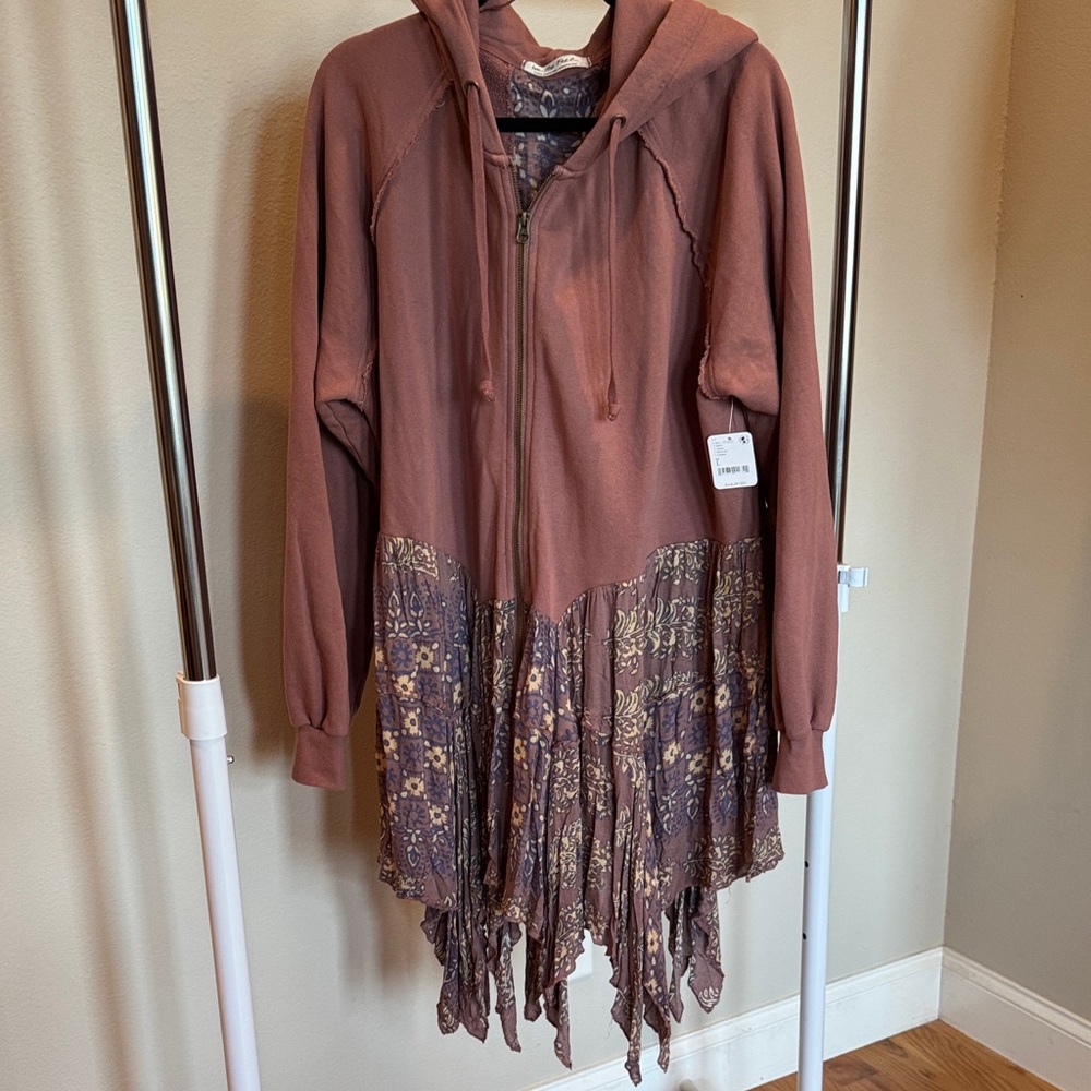 $168 NWT Free People Ruffle Sweat/Jumper Coat! 50” chest!!!